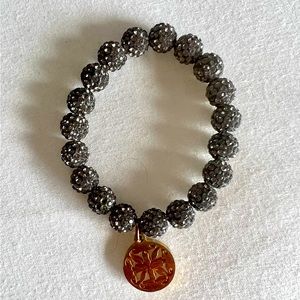 Rustic Cuff Shiny Dark Silver with Gold Charm bracelet